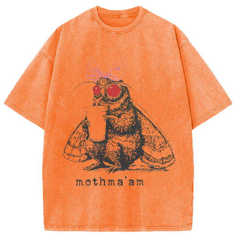 Modecanvas Mothma'am Funny Mothman DTG Printing Washed T-Shirt