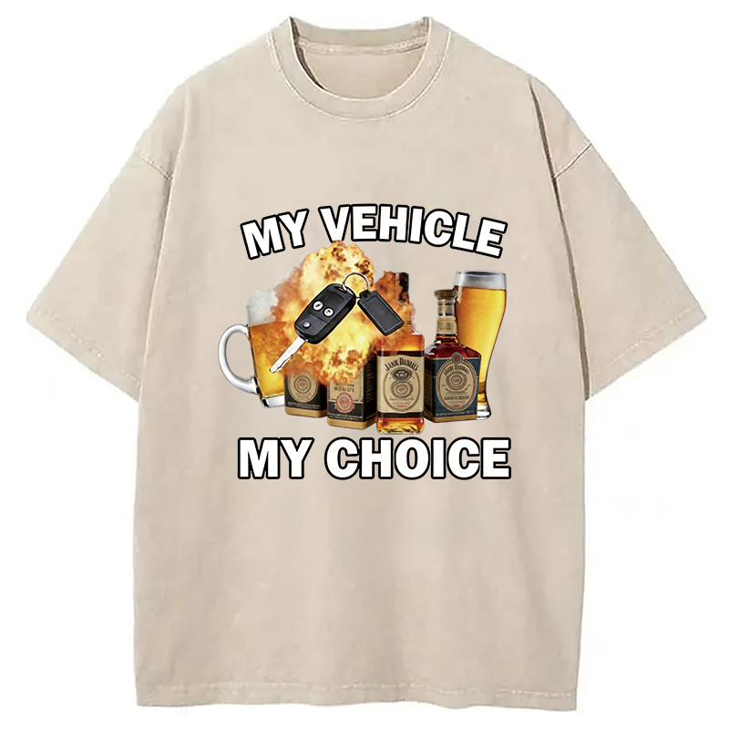 Modecanvas My Vehicle My Choice Beer DTG Printing Washed T-Shirt