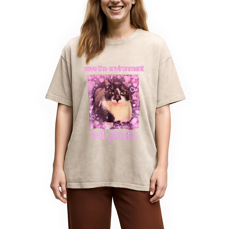 Modecanvas Save The Environment Washed T-Shirt