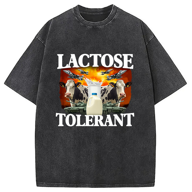 Modecanvas Lactose Tolerant Funny Trending Meme Washed T-Shirt