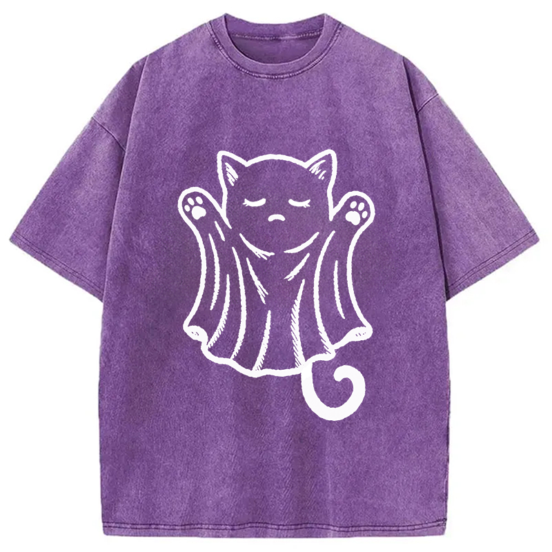 Modecanvas Cat Ghost Washed T-Shirt