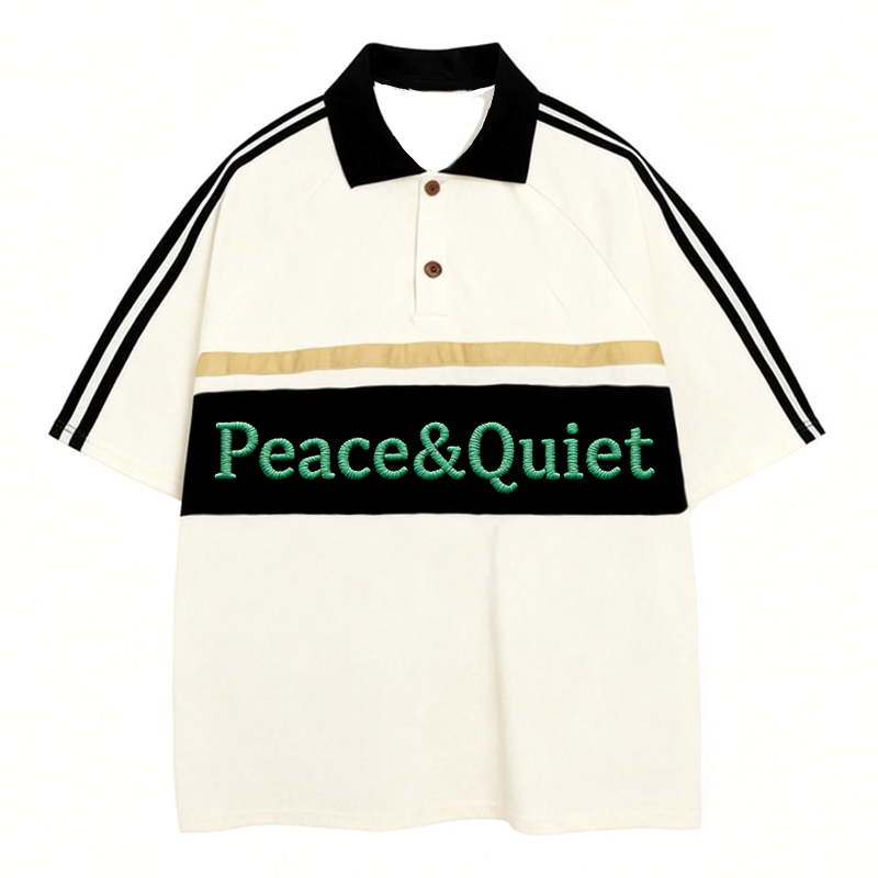 Modecanvas Peace & Quiet Polo Embroidered T-Shirt