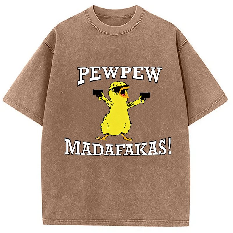 Modecanvas PEW PEW Duck DTG Printing Washed T-Shirt