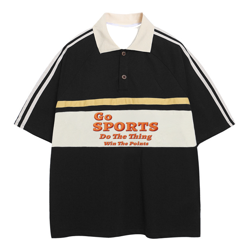 Modecanvas Go Sports Do Thing Win The Points Polo Embroidered T-Shirt