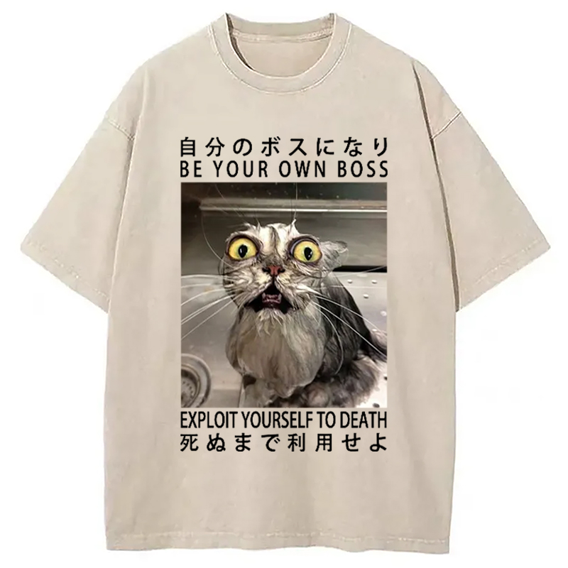 Modecanvas Be Your Own Boss Washed T-Shirt