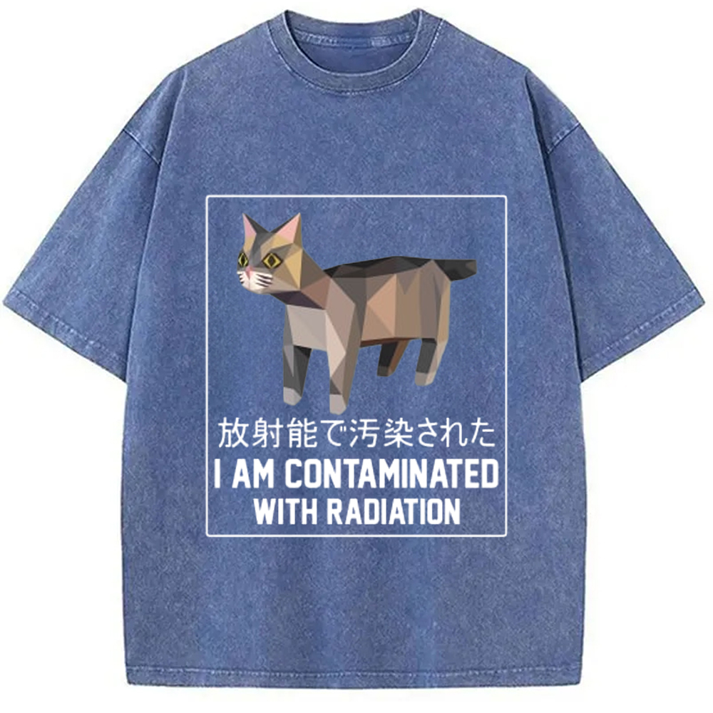 Modecanvas I Am Contaminated with Radiation Meme Washed T-Shirt-modecanvas