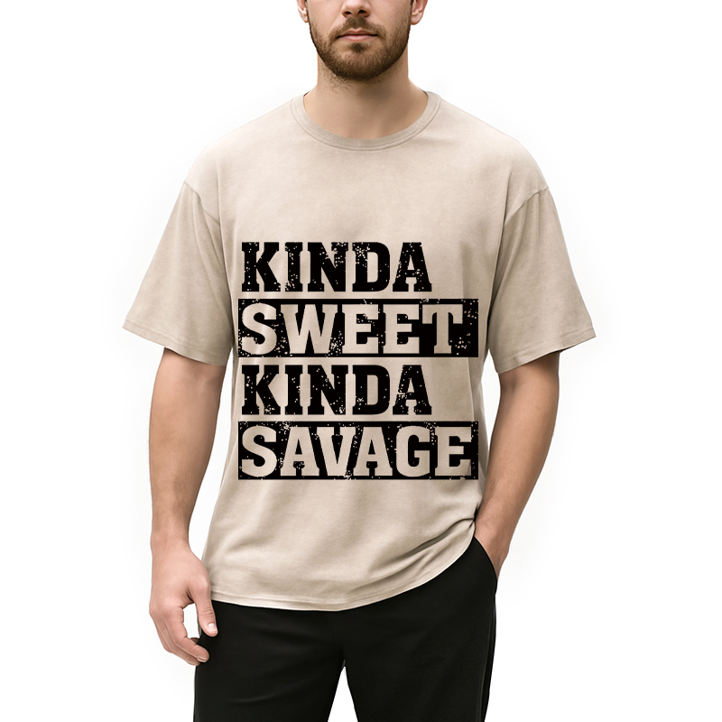 Modecanvas Kinda Sweet Kinda Savage DTG Printing Washed T-Shirt