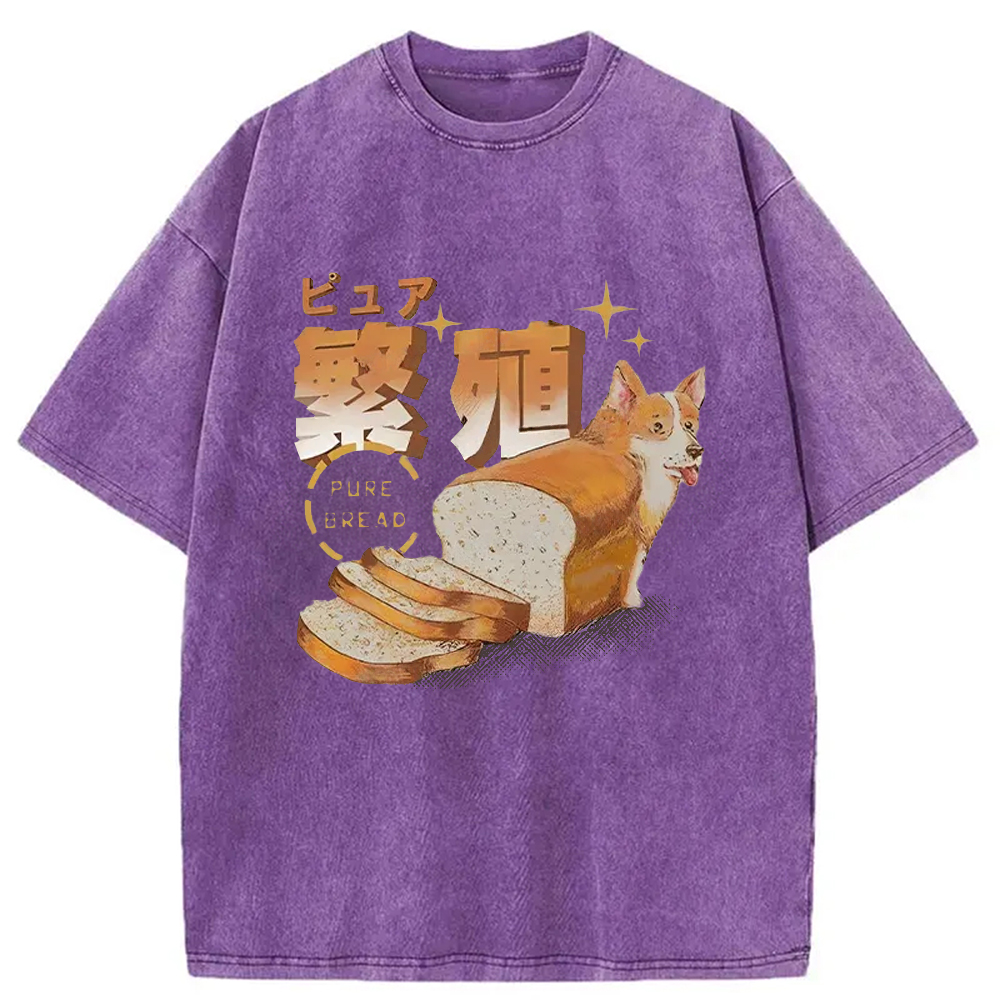 Modecanvas Pure Bread Dog Funny Washed T-Shirt