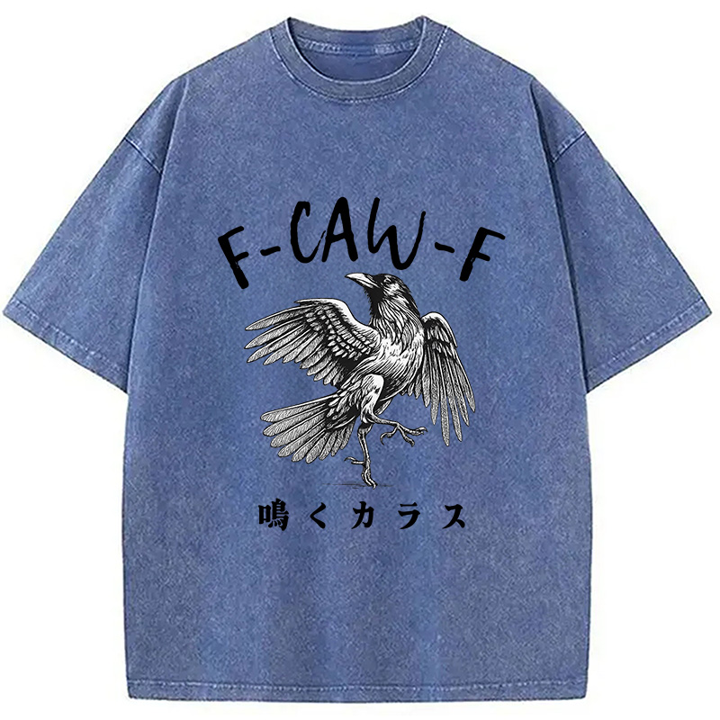 Modecanvas Funny Crow Washed T-Shirt-modecanvas