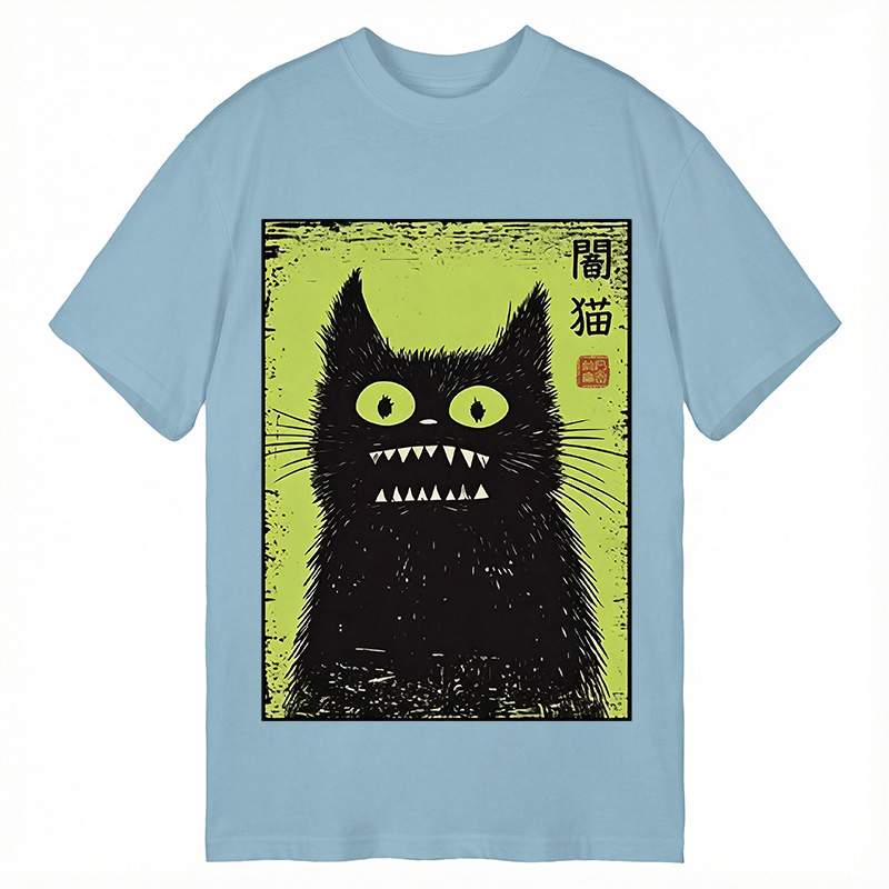 Modecanvas Spooky Black Cat DTG Printing Classic T-Shirt-modecanvas