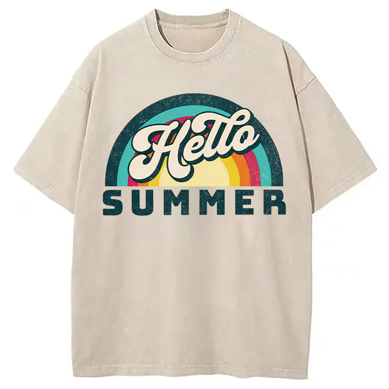 Modecanvas Hello Summer DTG Printing Washed T-Shirt