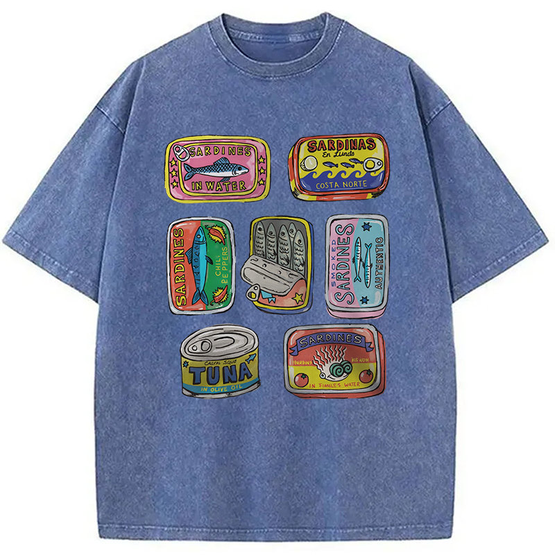 Modecanvas Sardines Canned Washed T-Shirt
