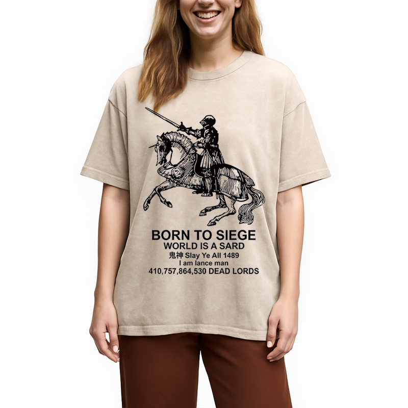 Modecanvas Born To Siege DTG Printing Washed T-Shirt