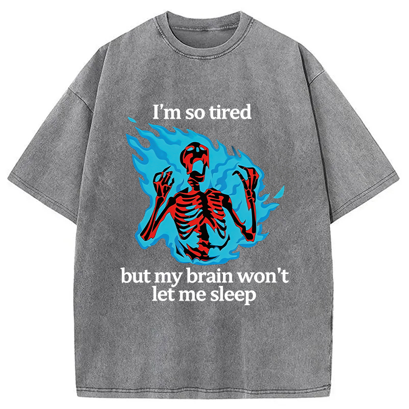 Modecanvas Tired Skeleton On Fire DTG Printing Washed T-Shirt