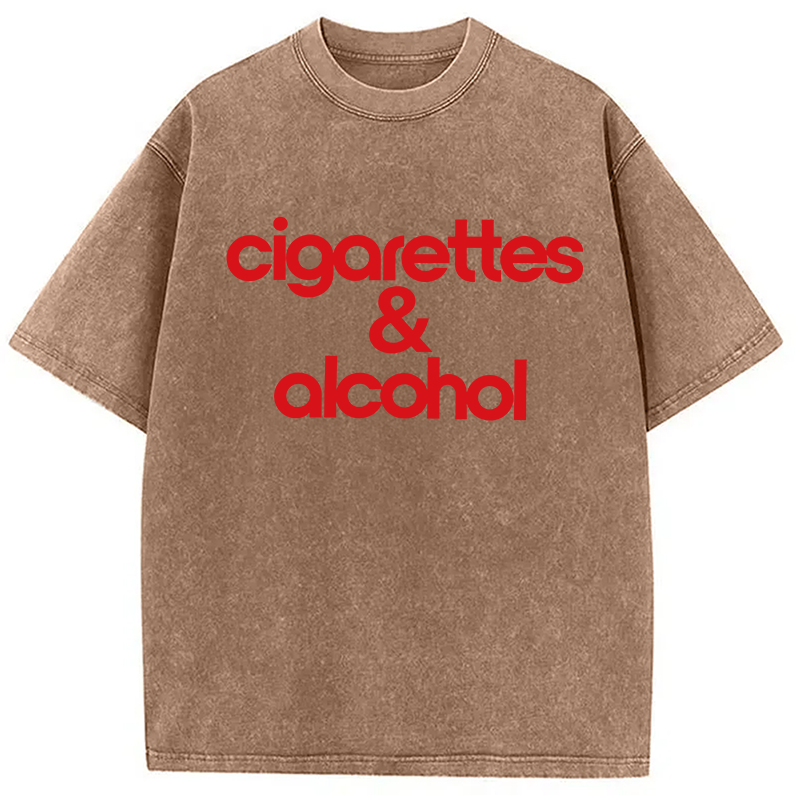 Modecanvas Cigarettes & Alcohol DTG Printing Washed T-Shirt