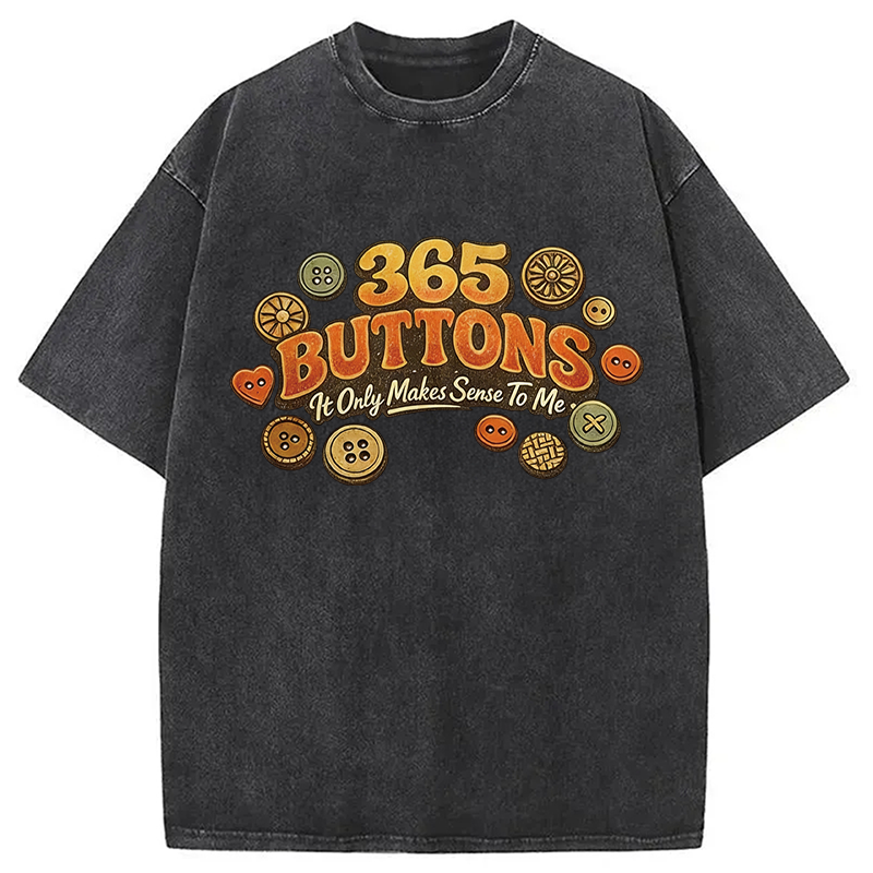 Modecanvas 365 Buttons Meme Retro DTG Printing Washed T-Shirt