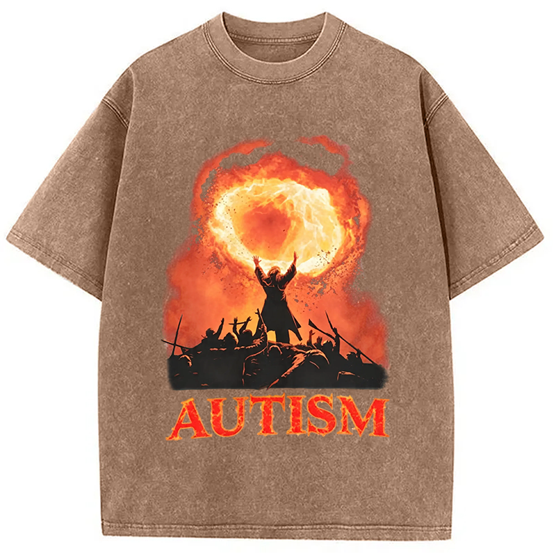 Modecanvas Autism Fire DTG Printing Washed T-Shirt