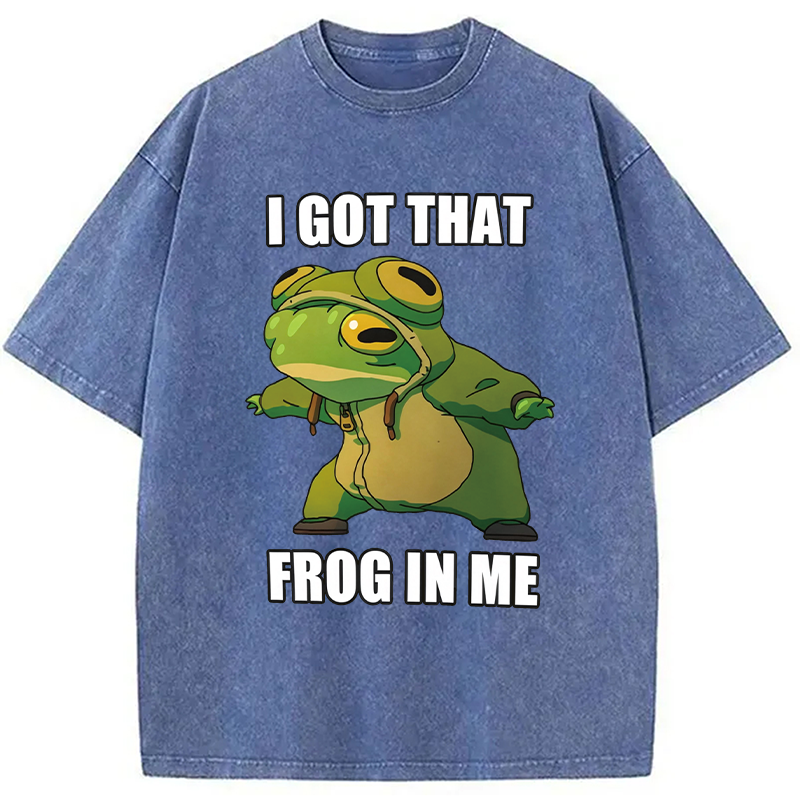 Modecanvas I Got That Frog In Me Funny DTG Printing Washed T-Shirt