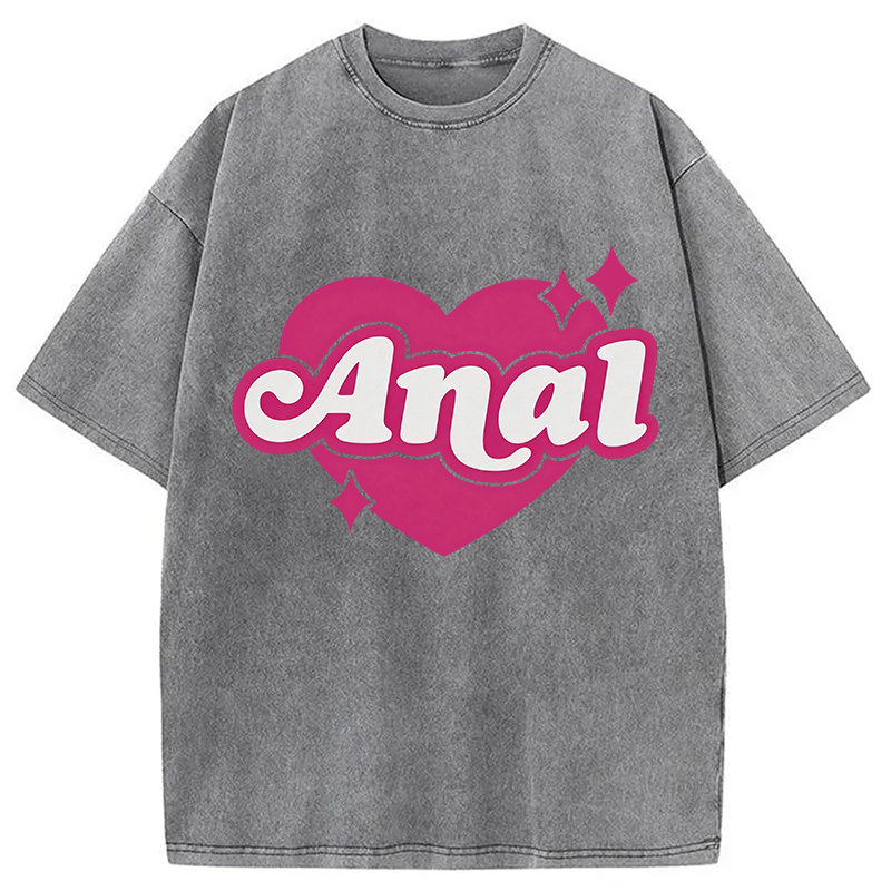 Modecanvas Anal Heart DTG Printing Washed T-Shirt