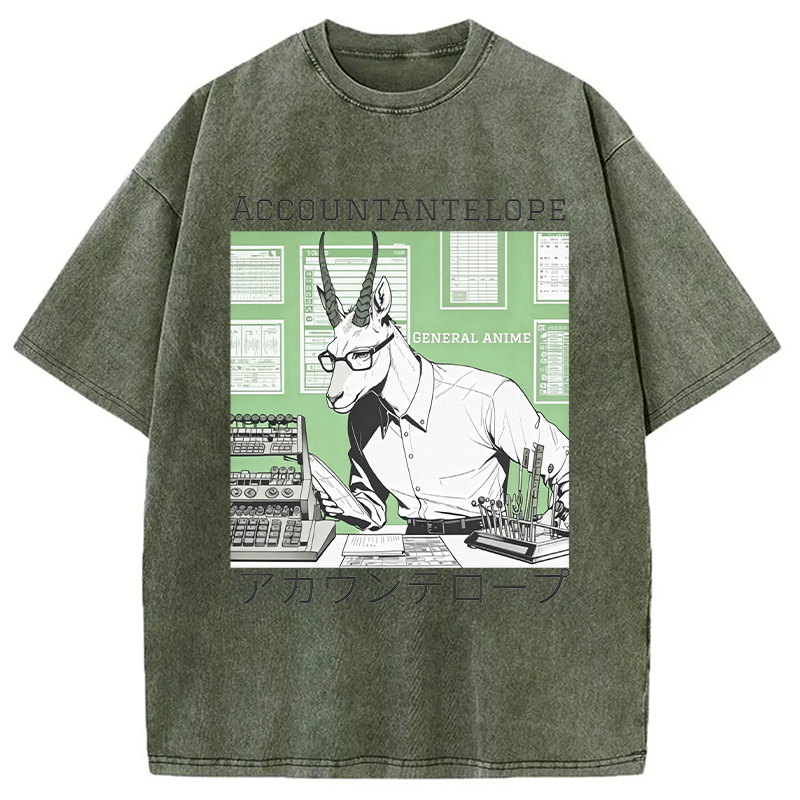 Modecanvas Accountant Antelope DTG Printing Washed T-Shirt