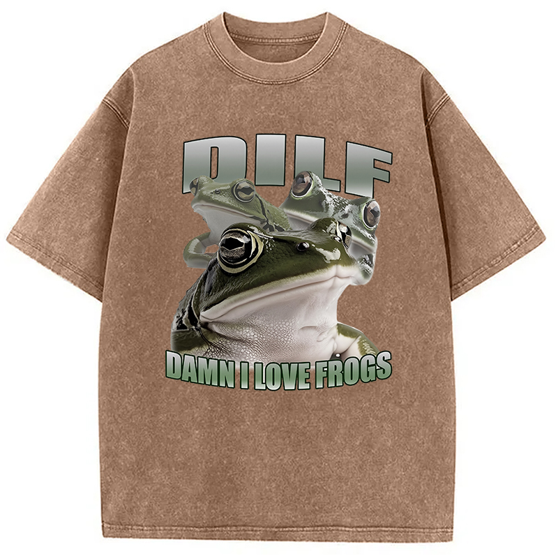 Modecanvas Damn I Love Frogs Washed T-Shirt