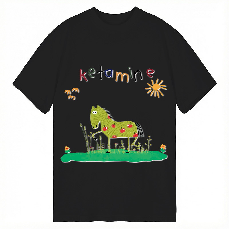 Modecanvas Funny Ketamine Horse DTG Printing Classic T-Shirt-modecanvas