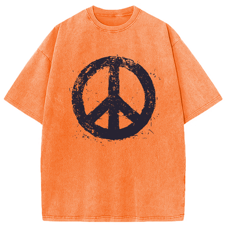 Modecanvas Peace Sign DTG Printing Washed T-Shirt