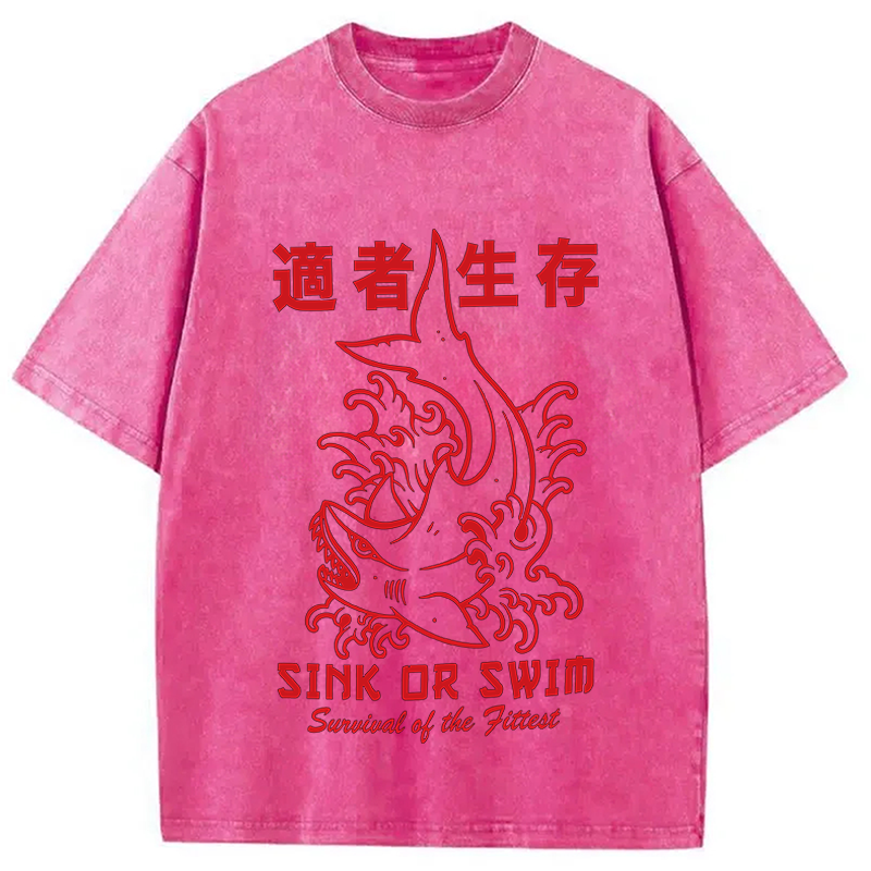 Modecanvas Sink Or Swim DTG Printing Washed T-Shirt