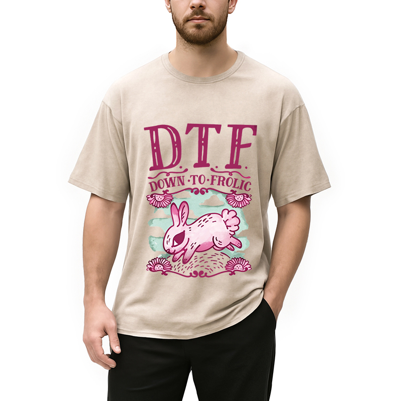 Modecanvas DTF Down To Frolic DTG Printing Washed T-Shirt
