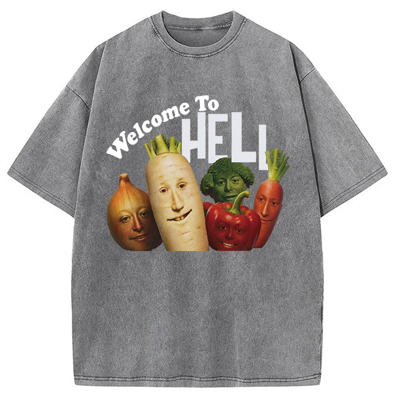 Modecanvas Welcome To Hell DTG Printing Washed T-Shirt