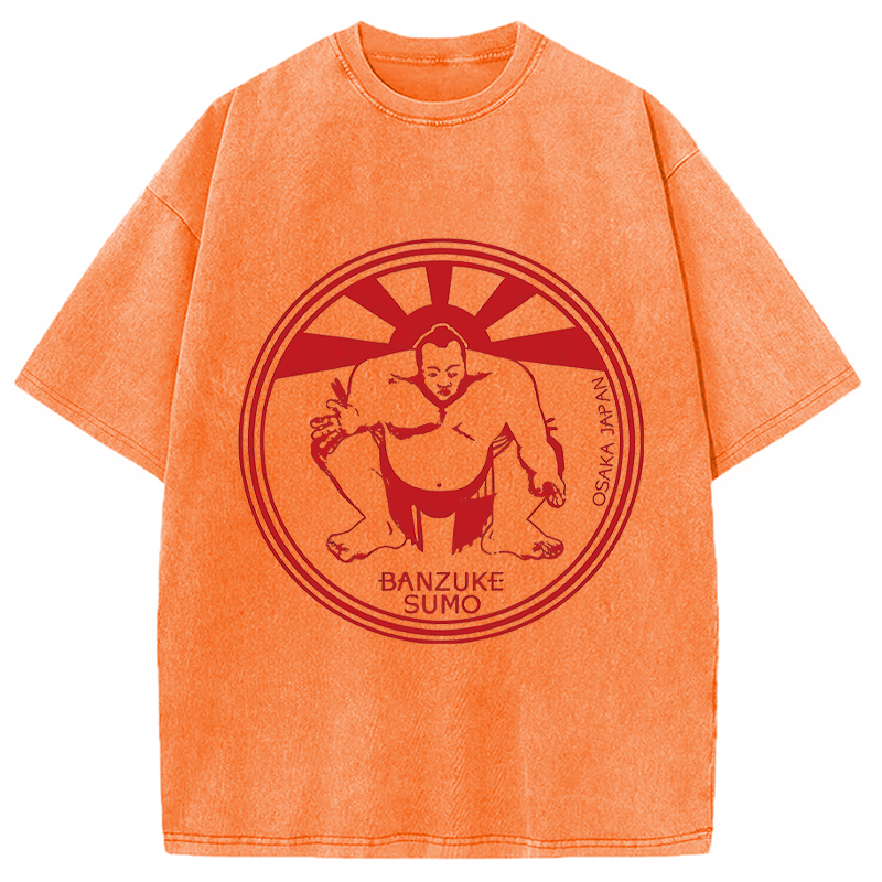 Modecanvas Sumo Wrestling DTG Printing Washed T-Shirt