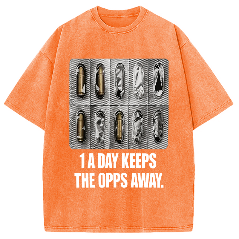 Modecanvas 1A Day Keeps The OPPs Away DTG Printing Washed T-Shirt
