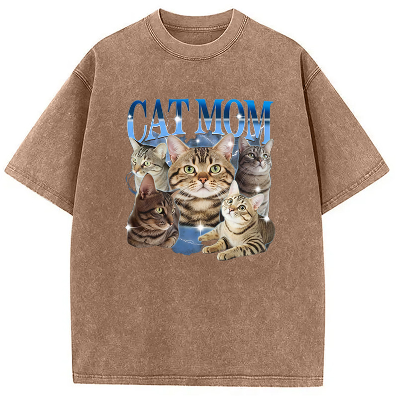 Modecanvas Cat Mom Meme Washed T-Shirt