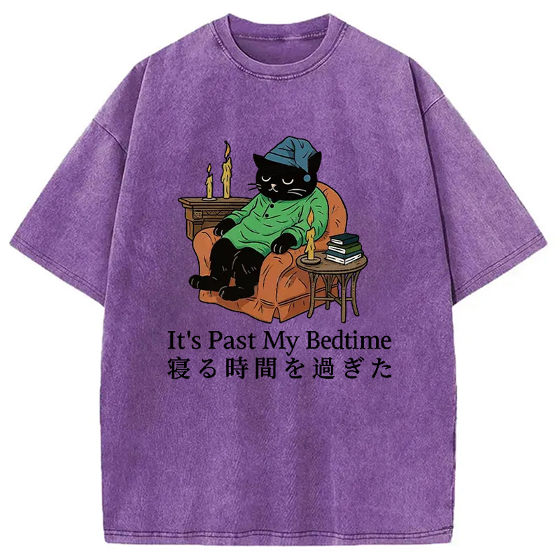 Modecanvas Cat That Goes To Bed Early Washed T-Shirt