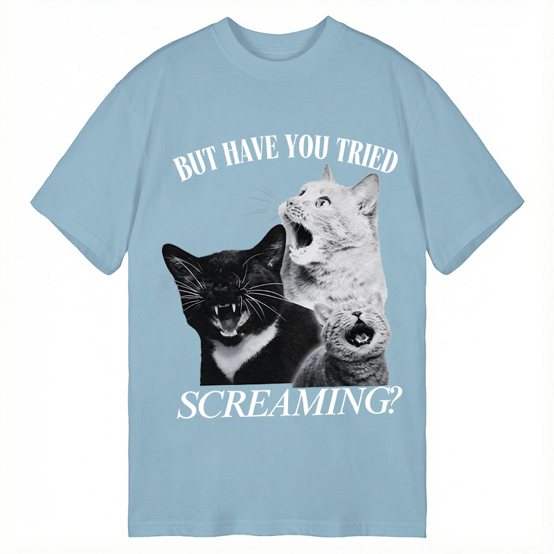 Modecanvas Funny Screaming Cat DTG Printing Classic T-Shirt-modecanvas