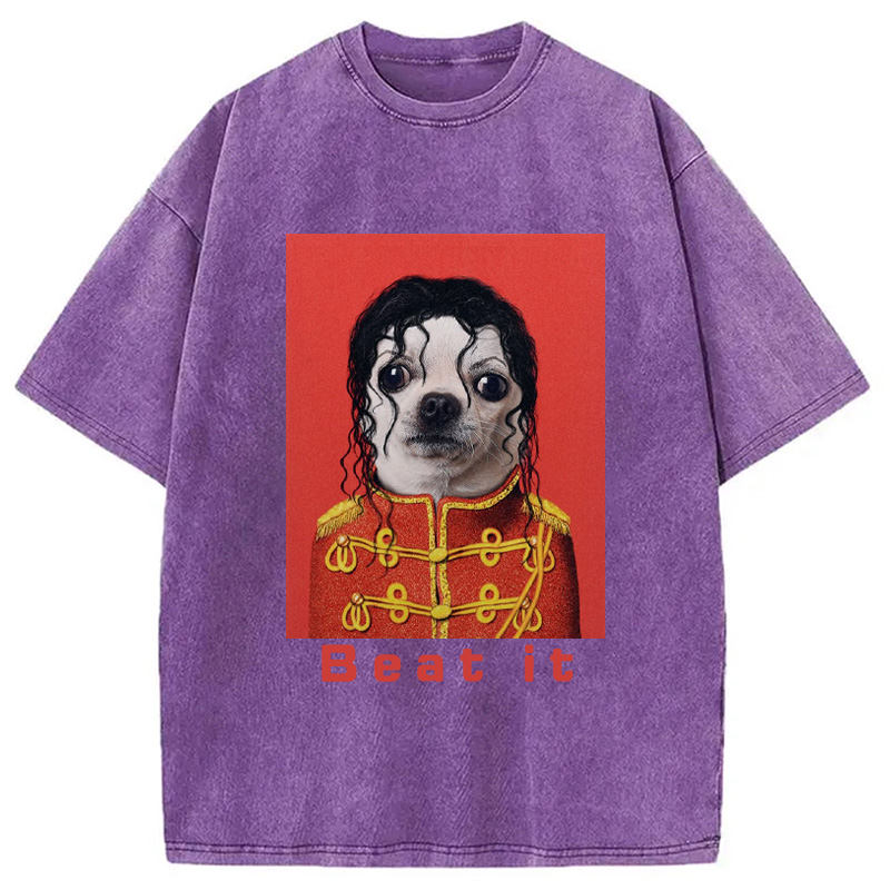 Modecanvas Beat It Dog Meme Washed T-Shirt
