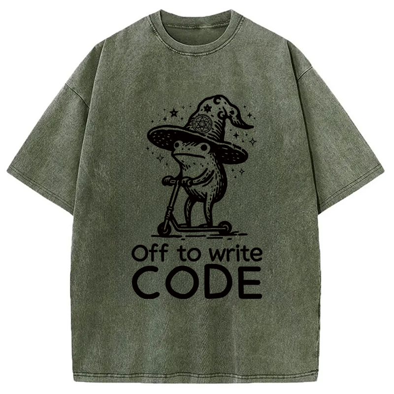 Modecanvas Coder IT Frog DTG Printing Washed T-Shirt