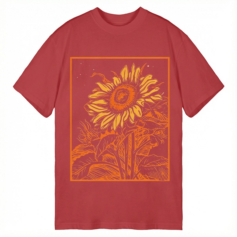 Modecanvas Vintage Woodcut Bloom DTG Printing Classic T-Shirt-modecanvas
