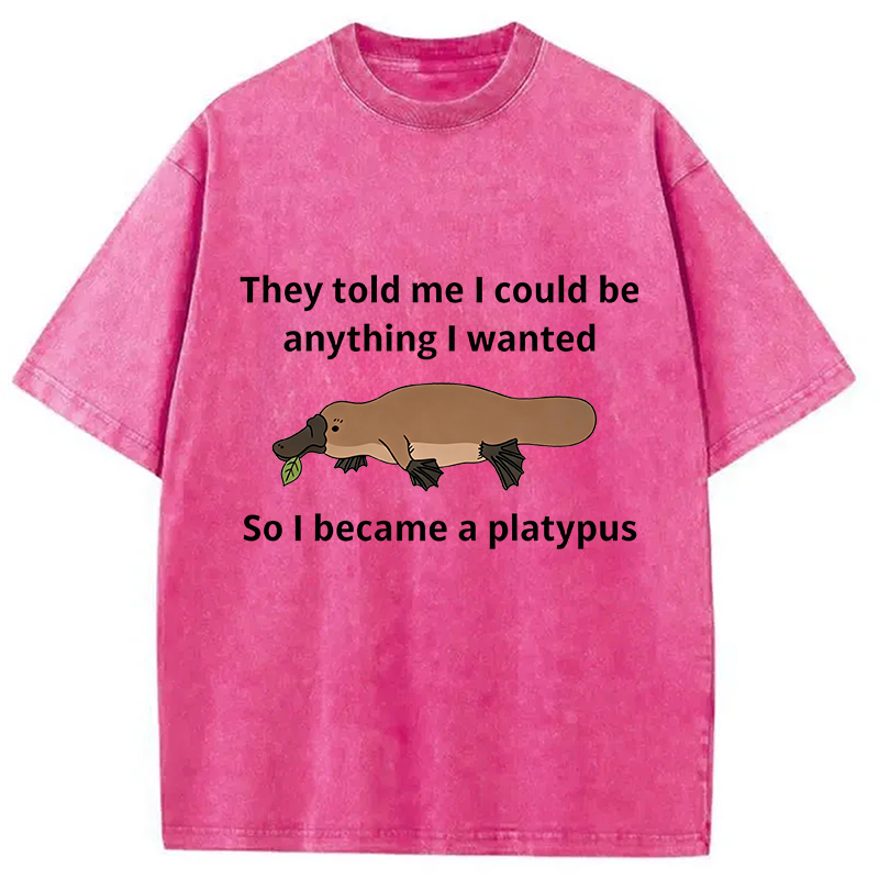 Modecanvas I Became A Platypus DTG Printing Washed T-Shirt