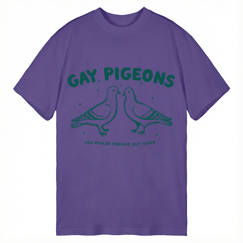 Modecanvas Gay Pigeons Funny LGBTQ Pride DTG Printing Classic T-Shirt-modecanvas