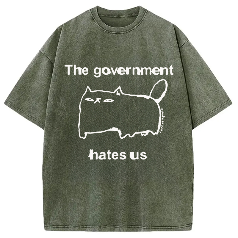 Modecanvas The Government Hates Us DTG Printing Washed T-Shirt