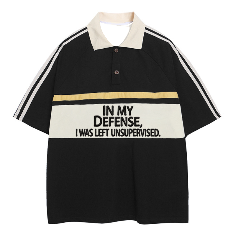 Modecanvas In My Defense Polo Embroidered T-Shirt