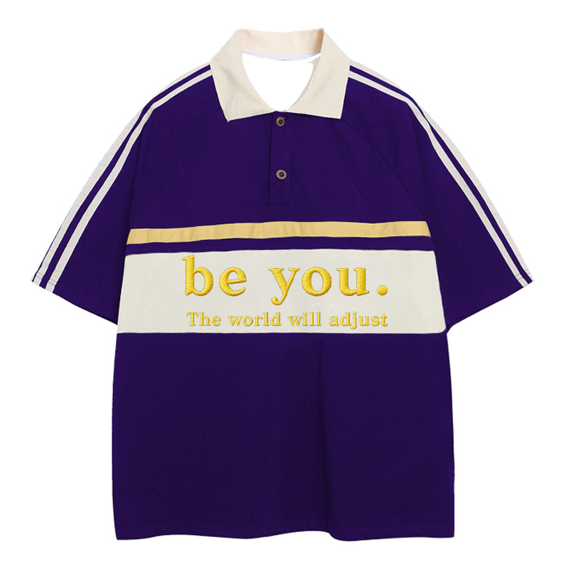 Modecanvas Be You The World Will Adjust Polo Embroidered T-Shirt