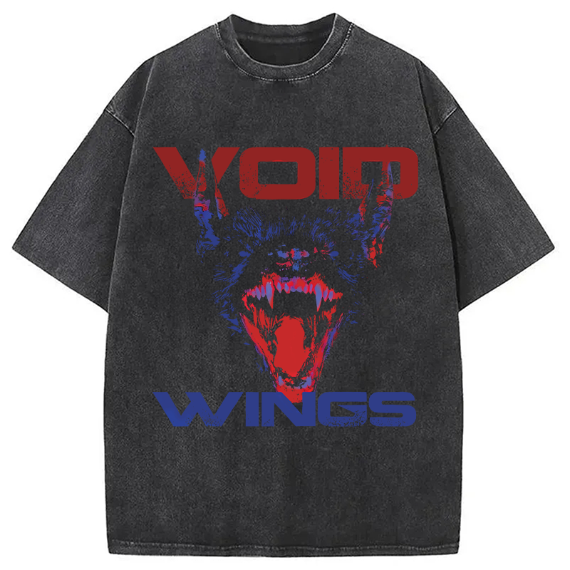 Modecanvas Gothic Vampire Bat DTG Printing Washed T-Shirt-modecanvas