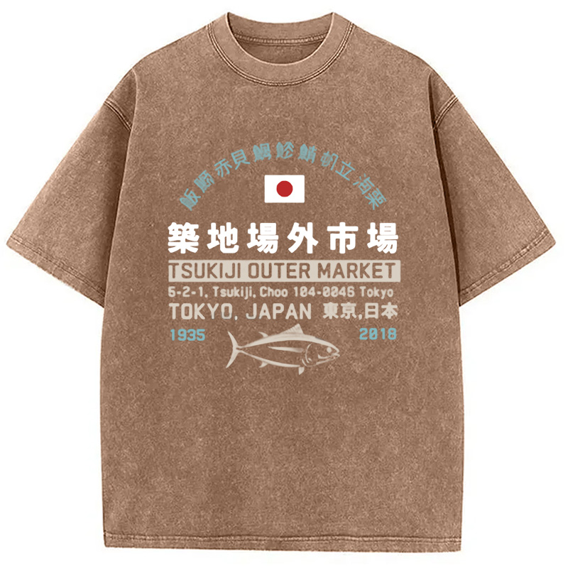 Modecanvas Tsukiji Outer Market Washed T-Shirt-modecanvas
