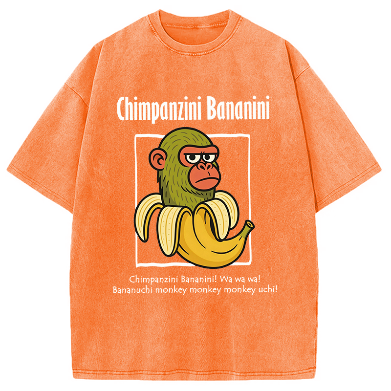 Modecanvas Chimpanzini Bananini Funny DTG Printing Washed T-Shirt