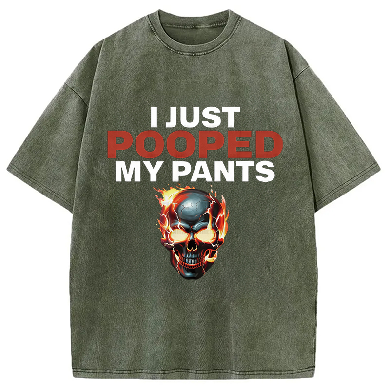 Modecanvas Funny I Just Pooped My Pants DTG Printing Washed T-Shirt