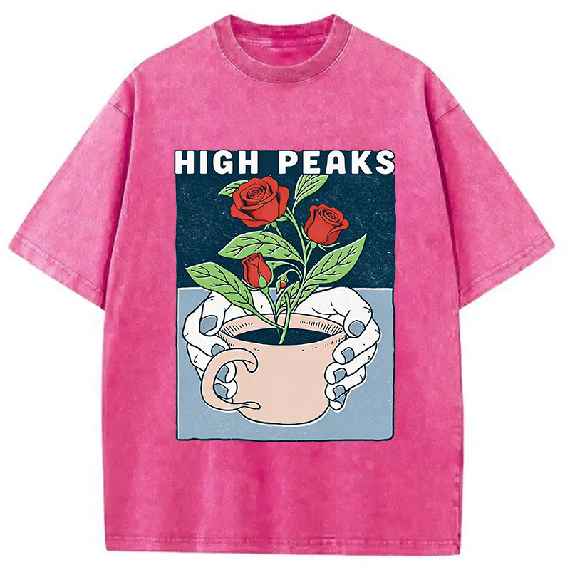 Modecanvas Planted Flower DTG Printing Washed T-Shirt