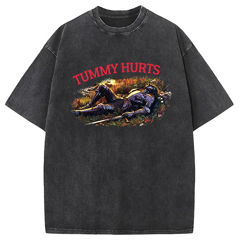 Modecanvas Tummy Hurts Knight DTG Printing Washed T-Shirt