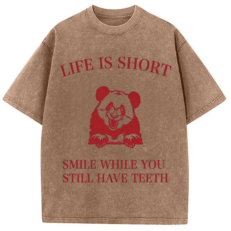 Modecanvas Funny Panda Meme DTG Printing Washed T-Shirt